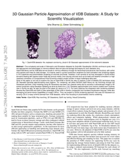 3D Gaussian Particle Approximation of VDB Datasets: A Study for Scientific Visualization
