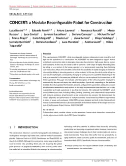 CONCERT: a Modular Reconfigurable Robot for Construction