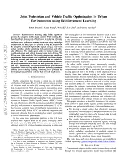 Joint Pedestrian and Vehicle Traffic Optimization in Urban Environments using Reinforcement Learning