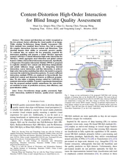 Content-Distortion High-Order Interaction for Blind Image Quality Assessment