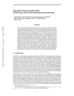 Algorithm Discovery With LLMs: Evolutionary Search Meets Reinforcement Learning