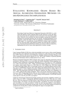 Evaluating Knowledge Graph Based Retrieval Augmented Generation Methods under Knowledge Incompleteness