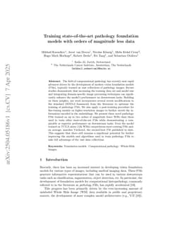 Training state-of-the-art pathology foundation models with orders of magnitude less data