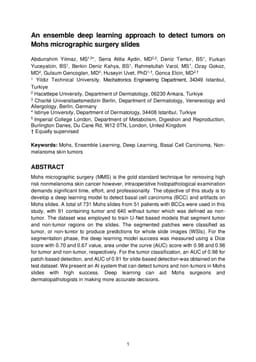 An ensemble deep learning approach to detect tumors on Mohs micrographic surgery slides