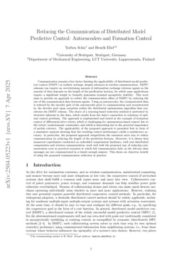 Reducing the Communication of Distributed Model Predictive Control: Autoencoders and Formation Control