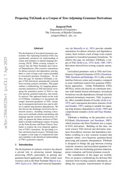 Proposing TAGbank as a Corpus of Tree-Adjoining Grammar Derivations