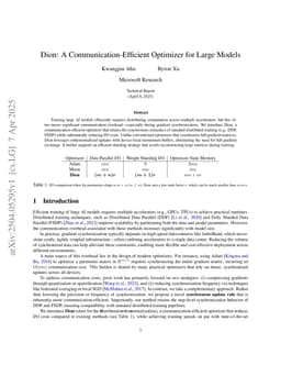 Dion: A Communication-Efficient Optimizer for Large Models