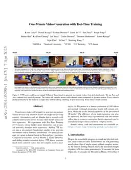 One-Minute Video Generation with Test-Time Training