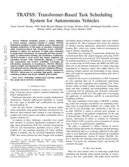 TRATSS: Transformer-Based Task Scheduling System for Autonomous Vehicles