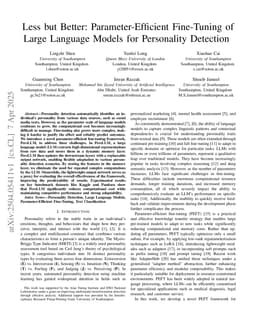 Less but Better: Parameter-Efficient Fine-Tuning of Large Language Models for Personality Detection