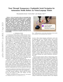 Trust Through Transparency: Explainable Social Navigation for Autonomous Mobile Robots via Vision-Language Models