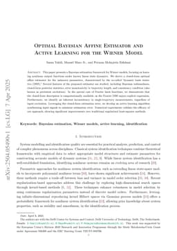 Optimal Bayesian Affine Estimator and Active Learning for the Wiener Model