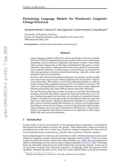 Pretraining Language Models for Diachronic Linguistic Change Discovery