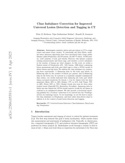 Class Imbalance Correction for Improved Universal Lesion Detection and Tagging in CT