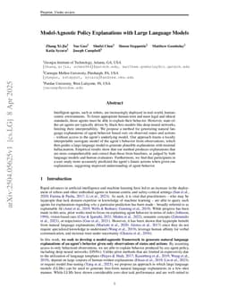 Model-Agnostic Policy Explanations with Large Language Models