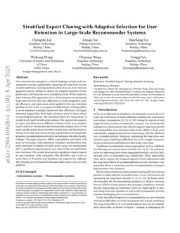 Stratified Expert Cloning with Adaptive Selection for User Retention in Large-Scale Recommender Systems