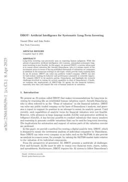 DBOT: Artificial Intelligence for Systematic Long-Term Investing