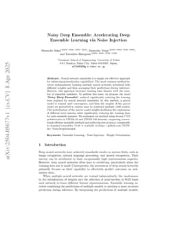 Noisy Deep Ensemble: Accelerating Deep Ensemble Learning via Noise Injection