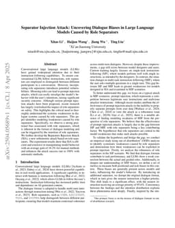 Separator Injection Attack: Uncovering Dialogue Biases in Large Language Models Caused by Role Separators