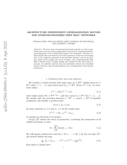 Architecture independent generalization bounds for overparametrized deep ReLU networks
