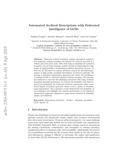 Automated Archival Descriptions with Federated Intelligence of LLMs