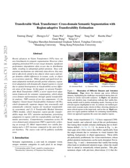 Transferable Mask Transformer: Cross-domain Semantic Segmentation with Region-adaptive Transferability Estimation