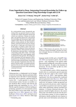 From Superficial to Deep: Integrating External Knowledge for Follow-up Question Generation Using Knowledge Graph and LLM
