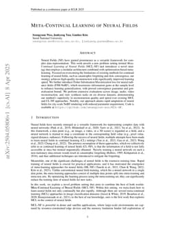 Meta-Continual Learning of Neural Fields