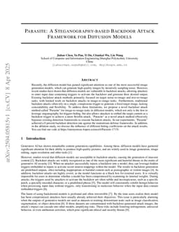 Parasite: A Steganography-based Backdoor Attack Framework for Diffusion Models