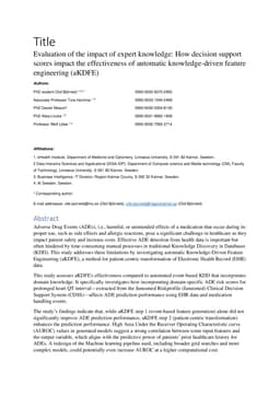 Evaluation of the impact of expert knowledge: How decision support scores impact the effectiveness of automatic knowledge-driven feature engineering (aKDFE)