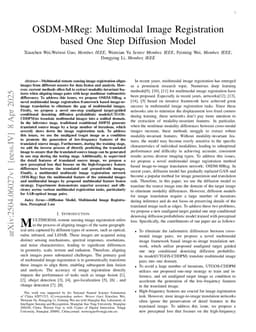 OSDM-MReg: Multimodal Image Registration based One Step Diffusion Model