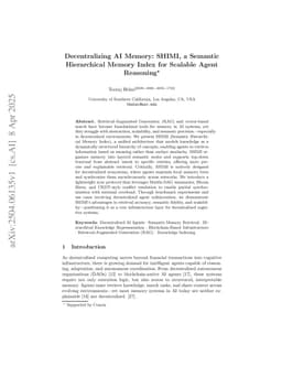 Decentralizing AI Memory: SHIMI, a Semantic Hierarchical Memory Index for Scalable Agent Reasoning