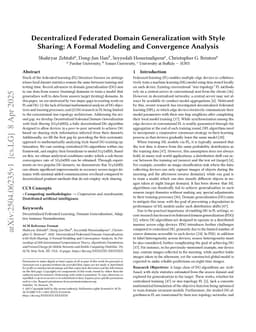 Decentralized Federated Domain Generalization with Style Sharing: A Formal Modeling and Convergence Analysis