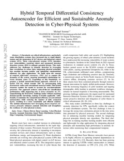 Hybrid Temporal Differential Consistency Autoencoder for Efficient and Sustainable Anomaly Detection in Cyber-Physical Systems