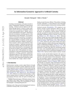 An Information-Geometric Approach to Artificial Curiosity