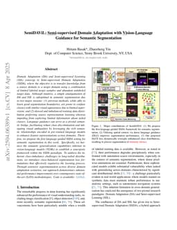 SemiDAViL: Semi-supervised Domain Adaptation with Vision-Language Guidance for Semantic Segmentation