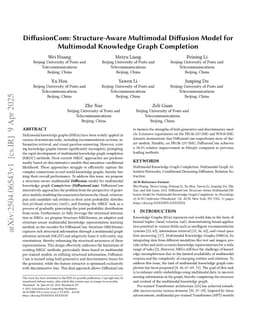 DiffusionCom: Structure-Aware Multimodal Diffusion Model for Multimodal Knowledge Graph Completion