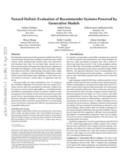 Toward Holistic Evaluation of Recommender Systems Powered by Generative Models