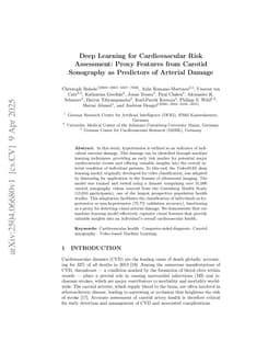 Deep Learning for Cardiovascular Risk Assessment: Proxy Features from Carotid Sonography as Predictors of Arterial Damage