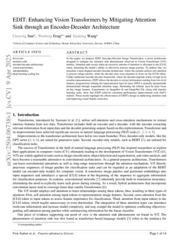 EDIT: Enhancing Vision Transformers by Mitigating Attention Sink through an Encoder-Decoder Architecture