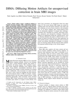 DIMA: DIffusing Motion Artifacts for unsupervised correction in brain MRI images