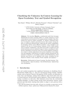 Classifying the Unknown: In-Context Learning for Open-Vocabulary Text and Symbol Recognition