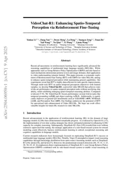 VideoChat-R1: Enhancing Spatio-Temporal Perception via Reinforcement Fine-Tuning