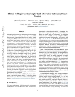 Efficient Self-Supervised Learning for Earth Observation via Dynamic Dataset Curation