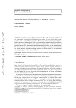 Dissimilar Batch Decompositions of Random Datasets