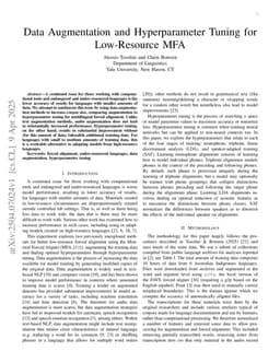 Data Augmentation and Hyperparameter Tuning for Low-Resource MFA
