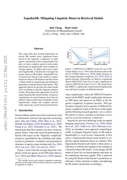 EqualizeIR: Mitigating Linguistic Biases in Retrieval Models