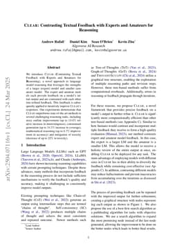 CLEAR: Contrasting Textual Feedback with Experts and Amateurs for Reasoning