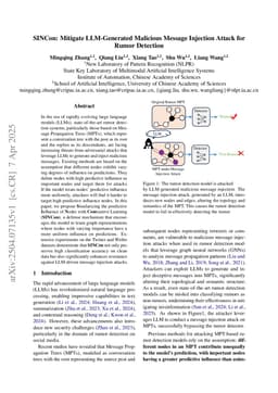 SINCon: Mitigate LLM-Generated Malicious Message Injection Attack for Rumor Detection