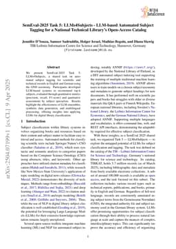 SemEval-2025 Task 5: LLMs4Subjects -- LLM-based Automated Subject Tagging for a National Technical Library's Open-Access Catalog